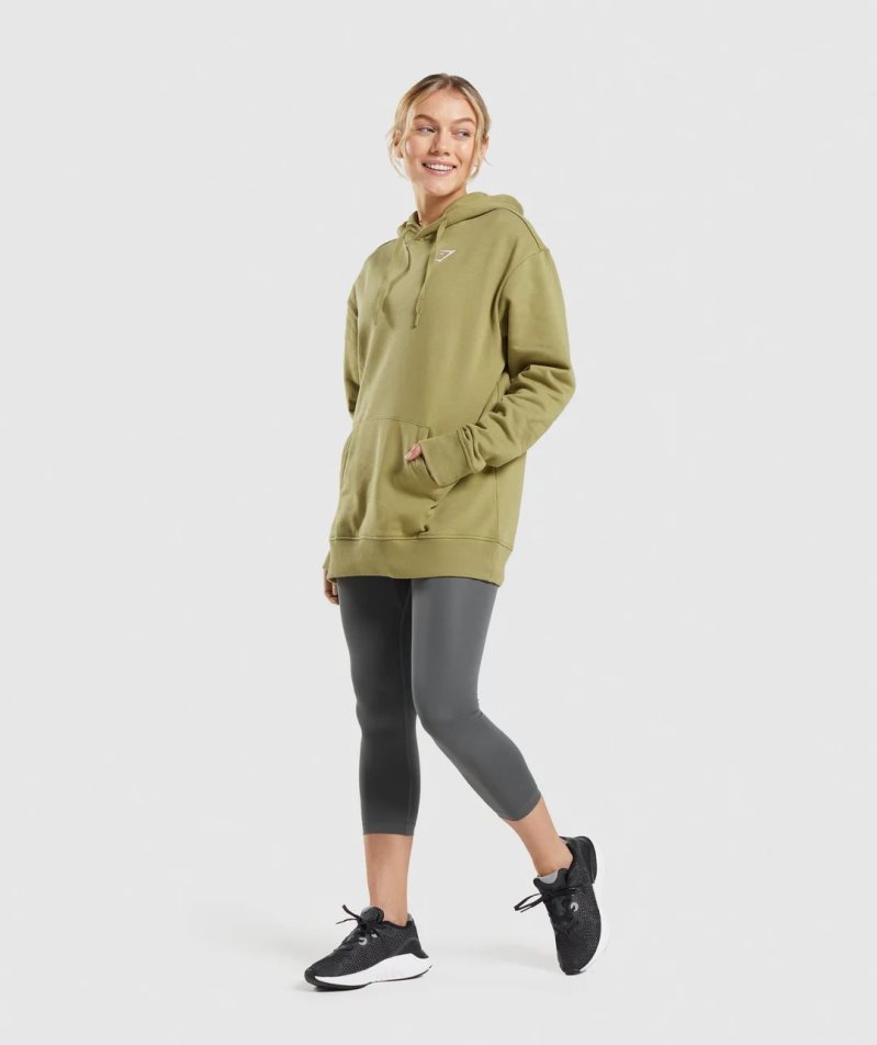 Women's Gymshark Training Oversized Hoodie Olive | CA 651N87